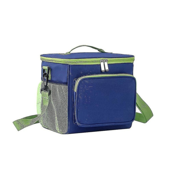 Kjølebag, lekkasjesikker lunsjkjølebag, kjølebag med store lommer og skulderstropp, isolert termobag for piknik, kontorarbeid - rød light navy blue