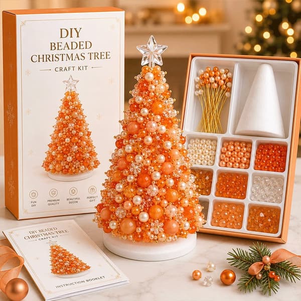 Populært DIY-krea-sæt med perlemotiver til juletræet DIY-pärlkit Julgransdesign E - Röd och Vit
