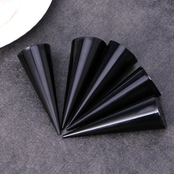 5-paknings kjegleform akryl solid ringskjerm for smykkeutstillingsmonteringsstativ (svart)