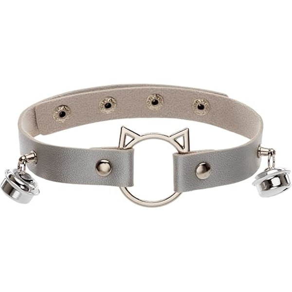 Räv konstgjord päls svans kattöron pannband Halloween fest kostym halsband choker cosplay set för kvinnor Grey