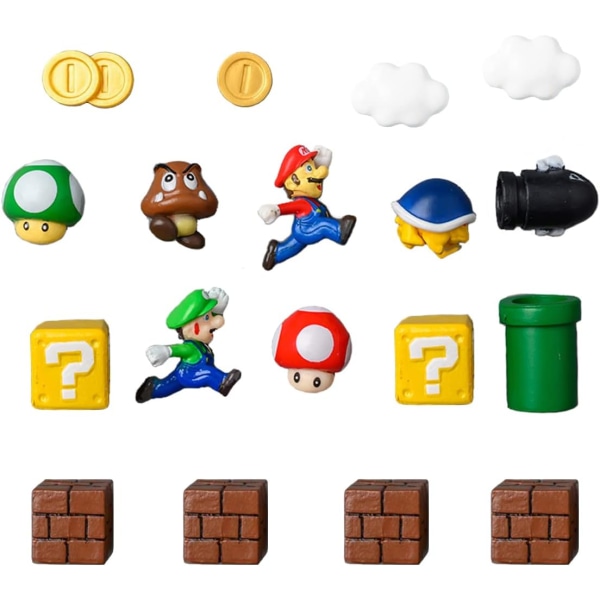 18 Super Mario Brothers 3D -minijääkaappimagneettien set valkotaululle tai lokeroon keltainen, vihreä.