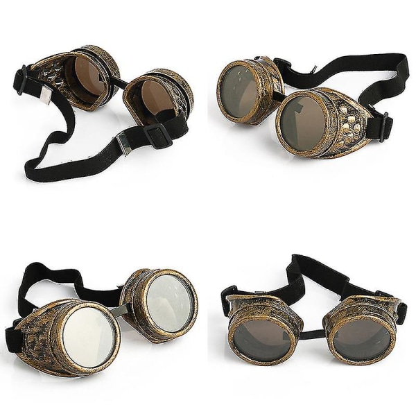 Vintage viktorianske Steampunk Goggles Briller Sveising Gothic Cosplay_x005f_x000d_ Black