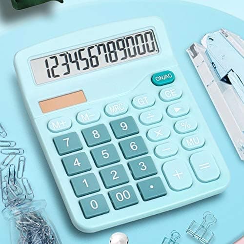 Desktop Solar Calculator - 12-Digit Display - Accounting Tool for Office, Home, School Blue