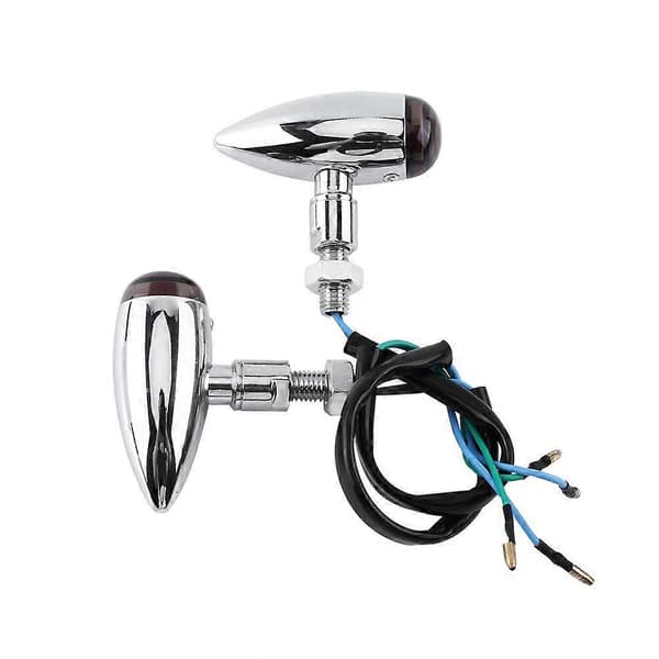 2 stk. motorcykel kugleformede ravfarvede LED-blinklys indikatorlampe sølv