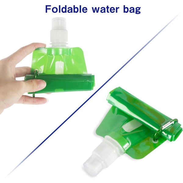 Sammenklappelig vandflaskesæt 8 STK 480 ml Genanvendelig plastikvandpose Sammenfoldelig vandflaskesæt, bærbar blød vandflaske til vandring