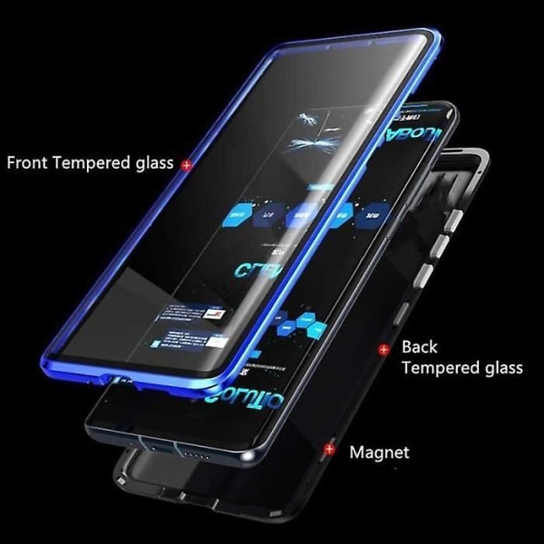 Oppo Reno 6 Pro 5G Fodral (6,55\"), Magnetisk Adsorption Fram och Bak Härdat Glas Fodral Bumper