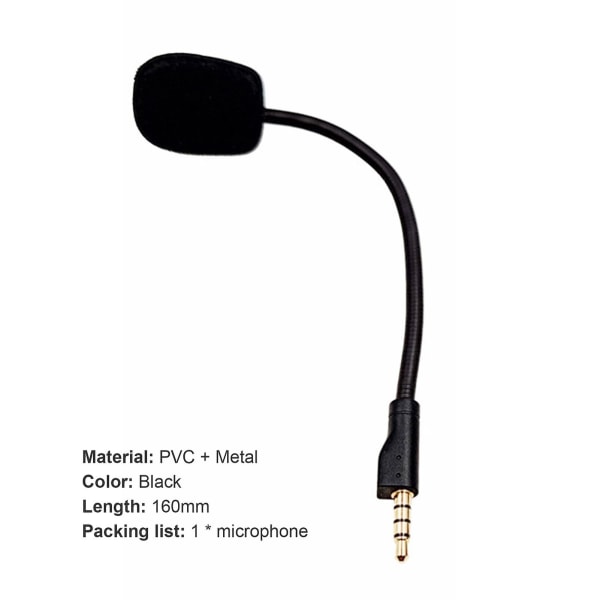 Headset Mikrofon Plug Play Utskiftbar fleksibel 3,5 mm omnidireksjonell spillhodetelefonmikrofon for Logitech-g Pro X Black 2