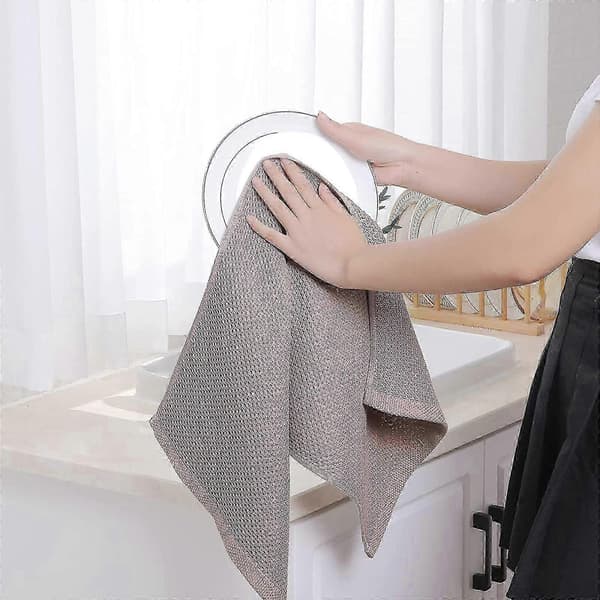 6-pack Premium 100% Bomull Frotté Diskhanddukar, Superabsorberande Disktrasor med Hängögla Brown 34*73cm