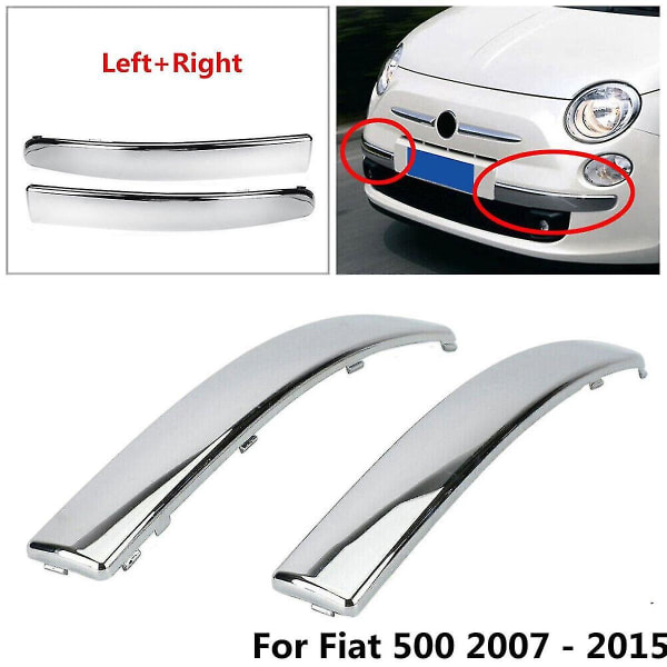 Krom Silver Bils främre stötfångare gjutning nedre trim för Fiat 500 2007-2015 krom styling stötfångare nedre trim lock 735455056 /57 Only Left