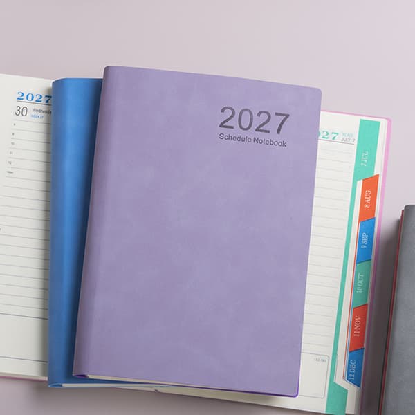 2027 Planlægger (engelsk version) - Kalender, udenrigshandelsnotesbog, arbejds-effektivitetsoptager, planlægningsnotesbog (lilla)