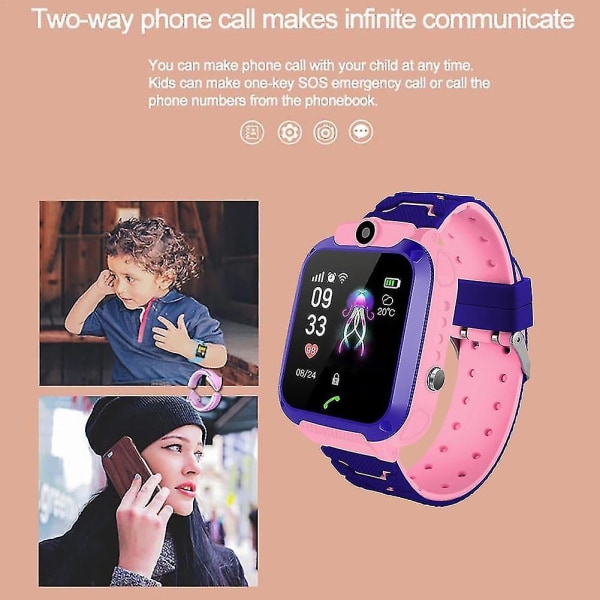 Kids Smart Watch Camera Sim Gsm Sos Call Phone Game Boys Girl Step Count Tracker pink