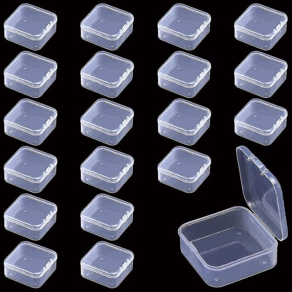 20 stykker Små klare plastikæsker med firkantet låg Mini klar plastikæske Små plastikbeholdere til perler, smykker, piller