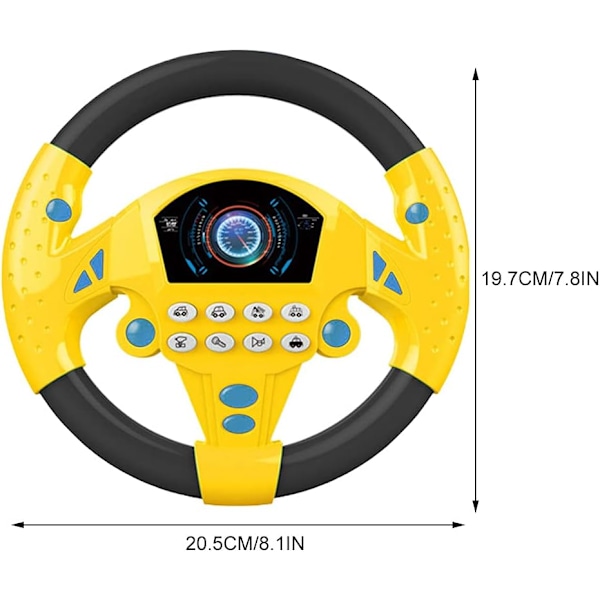 Lasten ohjauspyörän lelut, ajosimulaattori auto musiikilla Lapset Musikaali Varhaiskehitykselliset opetukselliset lelut (Musta Keltainen)