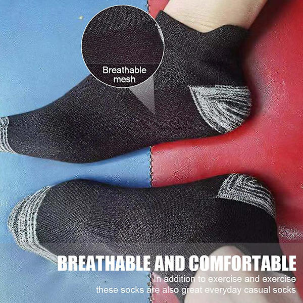 5 par strumpor herr sommar mesh båtstrumpor öronlyftning anti-drop häl bomullsstrumpor andningsbara strumpor black