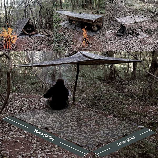 3 i 1 Multifunktionell Vattentät Poncho, Lätt och Snabbtorkande, Regnrock för Män & Kvinnor, Regnponcho, Kamouflageponcho