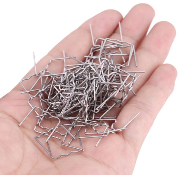 Varme hæfteklammer, varme hæfteklammer i rustfrit stål, plastikhæfter, 100 stk. 0,8 mm automatisk kofangerreparation forudskårne svejsehæfteklammer reparationsværktøjssæt (\"S\"-stil)