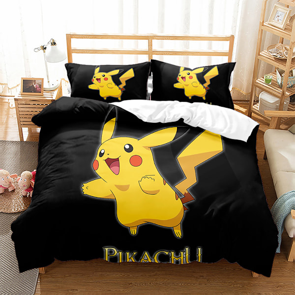 3D digitaltryckt täcke örngott sängkläder tecknad Pikachu tredelat set hemtextil fyrdelat set 12