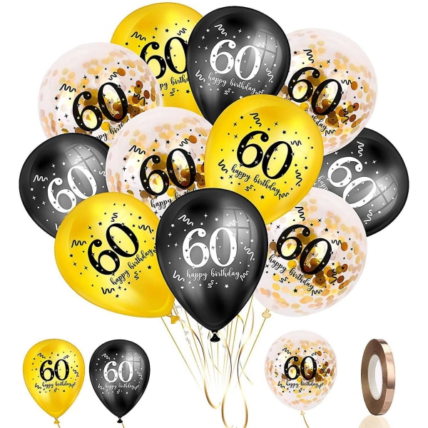 60-vuotispäivän ilmapallot, 30 kpl, 12 tuuman ilmapallot, lateksikonfettiilmapallot, 60-vuotisjuhlasisustustarvikkeet As Shown