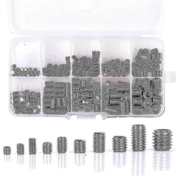 200 stk 304 rustfritt stål settskruer sekskantet skrue sortimentsett M3/m4/m5/m6/m8_B