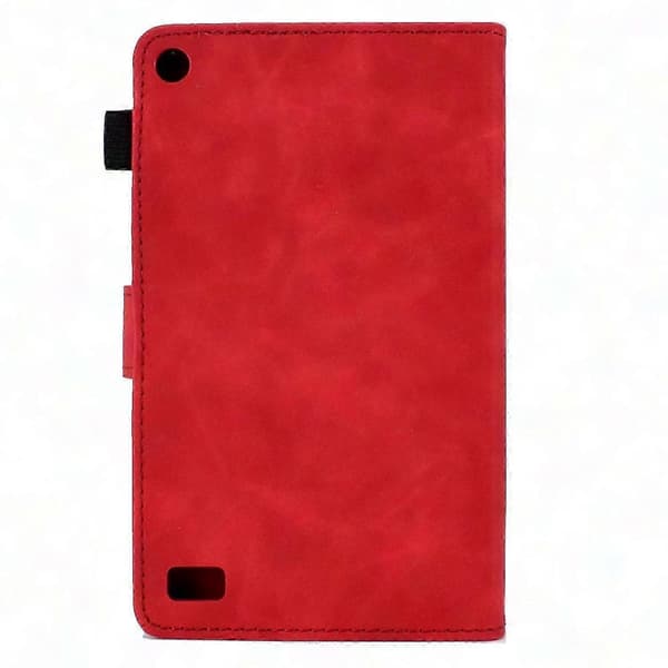 Kindle Fire 7 2019/2017/2015 Præget Smil Flip Læder Etui til Tablet Red