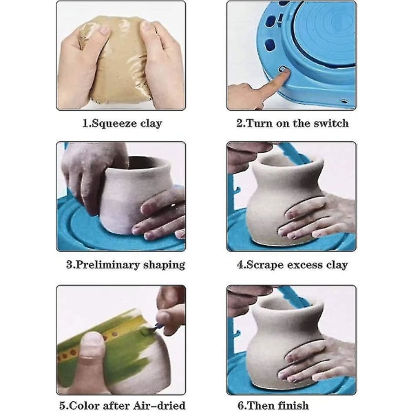 Elektrisk keramikhjulsæt Keramikmaskinekunstsæt, kunsthåndværk Keramisk maskine Gør-det-selv lerkunstværktøj Pædagogisk legetøj (d-8d)
