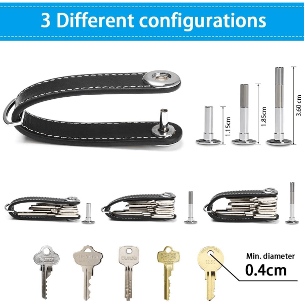 Lädernyckelhållare - Nyckelhållare för män - Avtagbar nyckelring - Poc