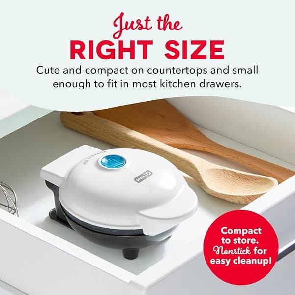 Mini Waffle Maker, Compact Non-Stick Breakfast Sandwich Maker for Waffles, Pancakes, Hash Browns and Quick Snacks, 220V white
