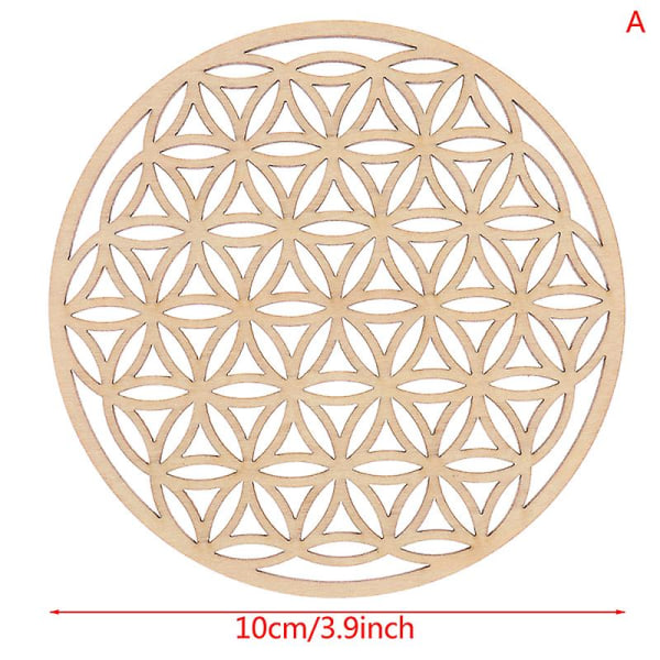 1 stk Creative Chakra Pattern Coaster Wood Flower Of Life Naturlig Symbol Rund A