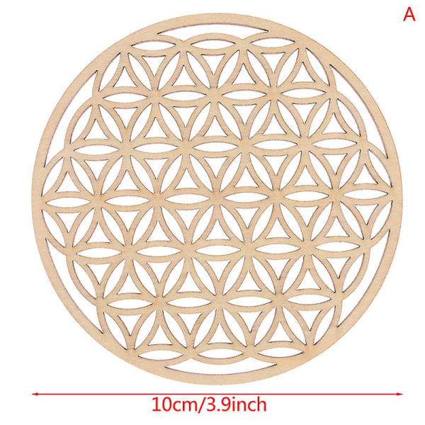 1 stk. Kreativ Chakra Mønster Coaster Træ Livets Blomst Naturligt Symbol Rund A