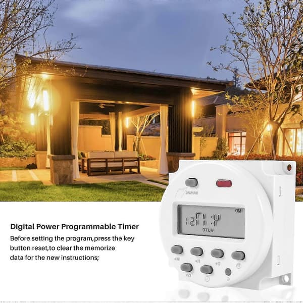 LCD Digital Kontrol Strøm Programmerbar Timer DC 12V 16A Tidsrelæafbryder Udgave 0627