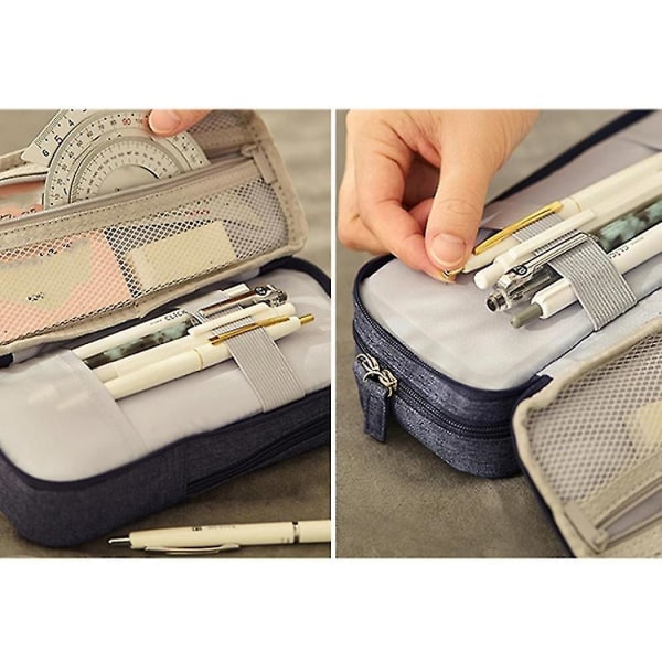 Kynälaukku Case Kaksikerroksinen taitettava jalusta puhelimen pidikkeen säilytyspussi paperitavaratoimistoon