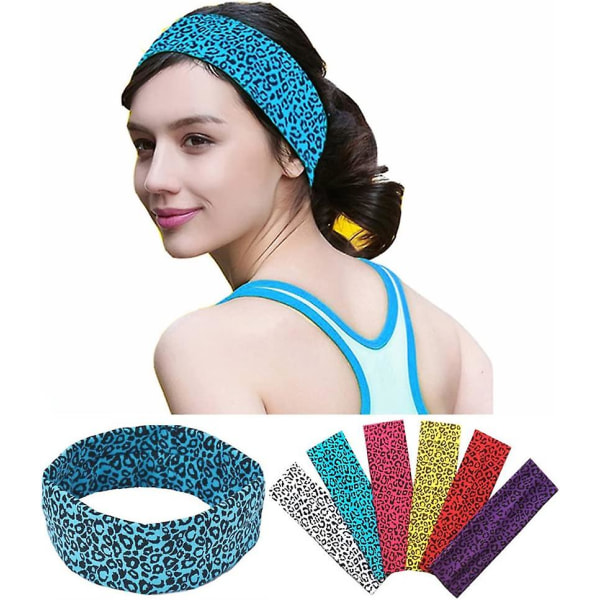 6 stk Leopardprint bomuldspandebånd til kvinder piger hårindpakningstilbehør (tilfældig farve)