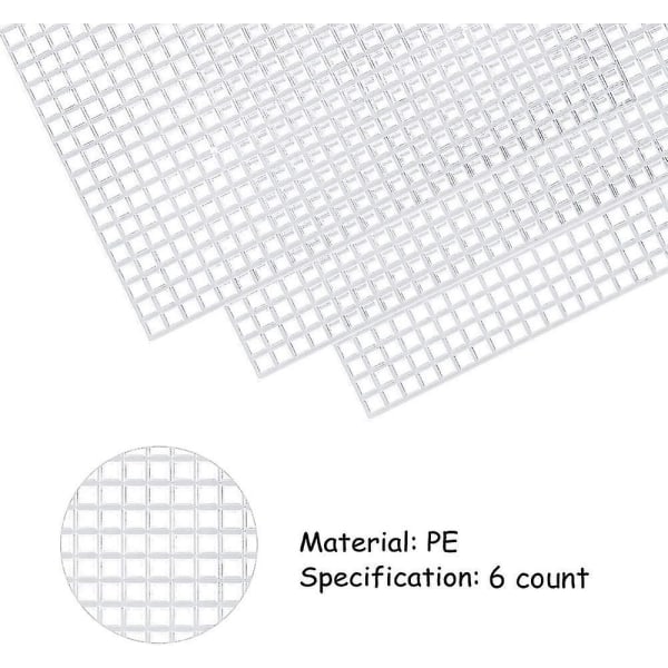 3 stykker mesh plastlerretsark i stor størrelse for broderi, akrylgarn, strikke- og hekleprosjekter, 6 teller (19,6 x 13 tommer)