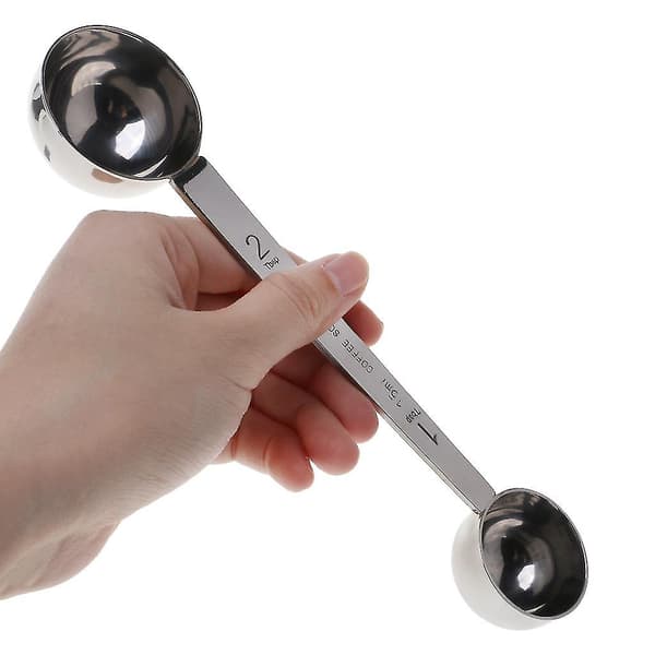 Måleske i rustfrit stål Kaffemål Dobbeltendet Spiseske 15ml & 30ml-hy Silver