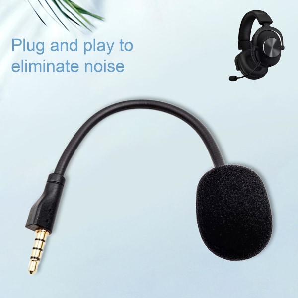 Kuulokemikrofonin pistoke, Plug and Play, vaihdettava, joustava, 3,5 mm, kaikille suunnille, pelimikrofoni, yhteensopiva Logitech-g Pro X:n kanssa Black 2