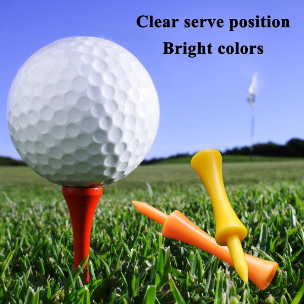 Castle Golf T-shirts plastik, 60 stk. Golf T-shirts i forskellige højder Flere farver blandet størrelse (31 mm, 37 mm, 43 mm, 51 mm, 57 mm, 70 mm)