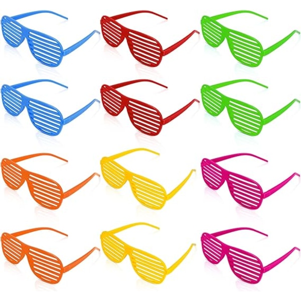 Kostumebriller, pakke med 12 neonlysbrillestel, festbriller til fest, fødselsdag, jul, Rave, EDM, Cosplay