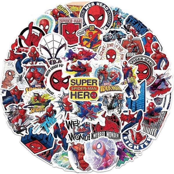 50 stk. Marvel Superhelt Spider-Man Graffiti Sticker Guitar kostume Onesize 50 stk.