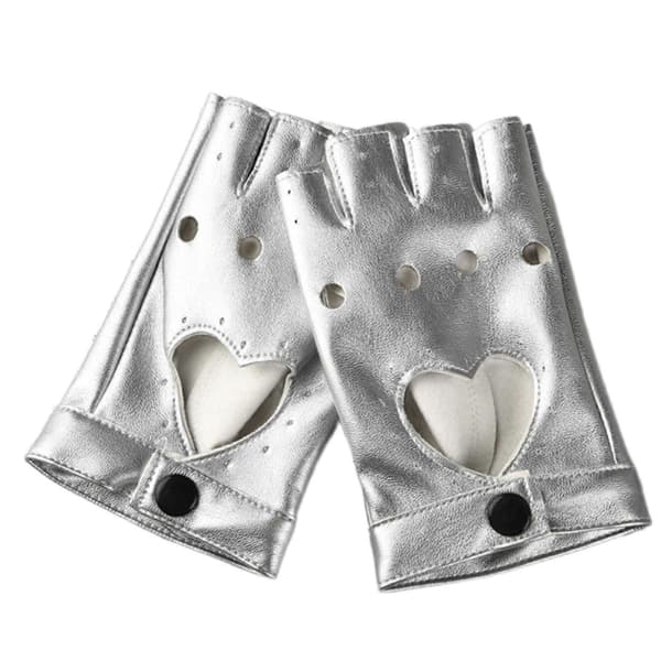 Ventilerade fingerlösa handskar Punk Modeaccenter Mjukt innerfoder Utomhus Motorcykelanvändning Silver Silver