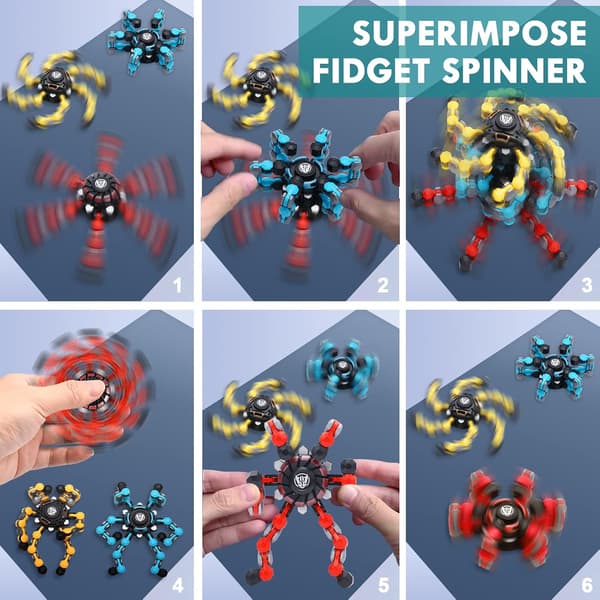 Transformable Sensory Fidget Spinner Toy, Fun DIY Spinning Top Hand Finger Spinner Creative