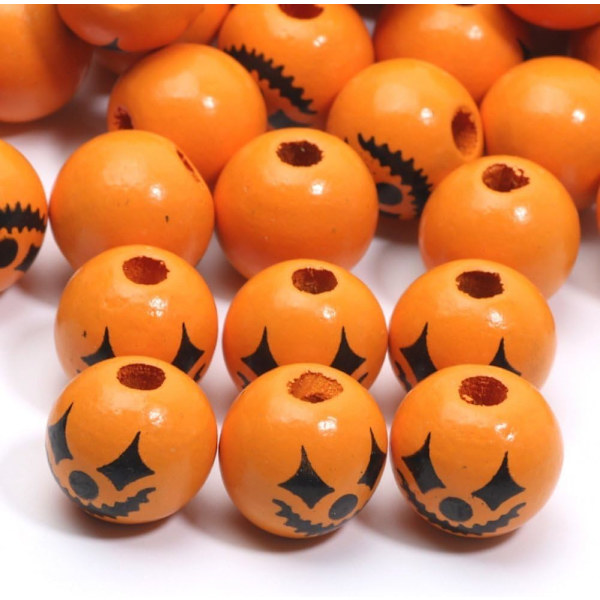 50 st 16 mm Halloween träpärlor Grimas träpärlor strängtillbehör hantverksträpärlor för Halloween-fest träpärlshantverk