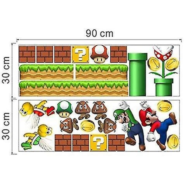 Super Mario Peel And Stick Väggdekaler - självhäftande avtagbar Nursery Väggdekor