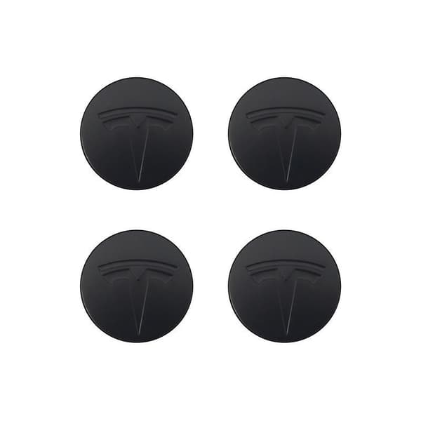 Passer til Tesla Tesla Model 3 Hjulcenterdæksel Logo - Sort Sølv Logo (fire pakke)