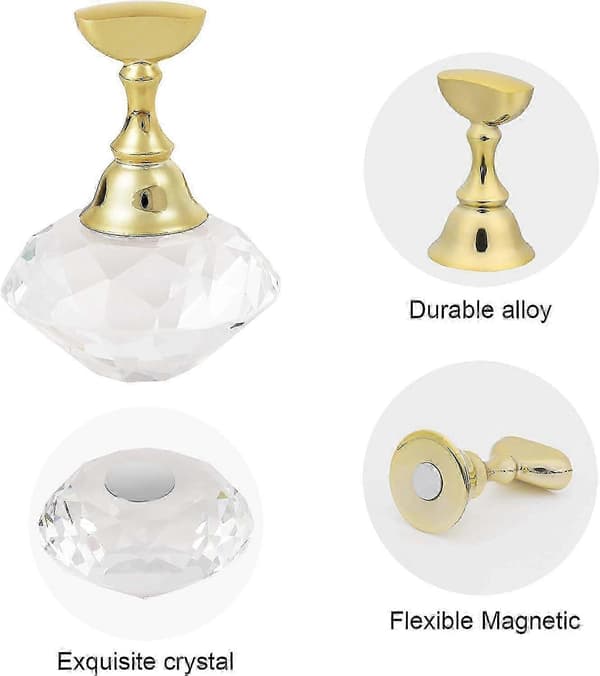Transparent Negle Display Stand – Magnetisk Holder + Krystal Base