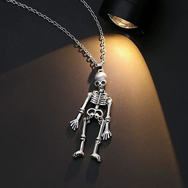 2 stk. Rask frakt Retro Skeleton Ghost Magnetiske Halskjeder Halloween Halskjede for bestevenn Par Hold Hender Hodeskalle