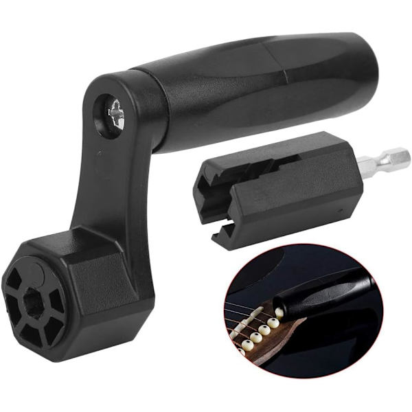 Guitar Tuning Peg Winder, Guitar Peg Winder Drill Bit, 2 I 1 Guitar String Winder Sort Abs Bro Pin Peg Puller Skruetrækker Drill Bit