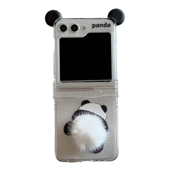 Sødt plys Panda-telefoncover til Galaxy Z Flip 5 Hard PC-bagcover til ZFlip5-cover Transparent