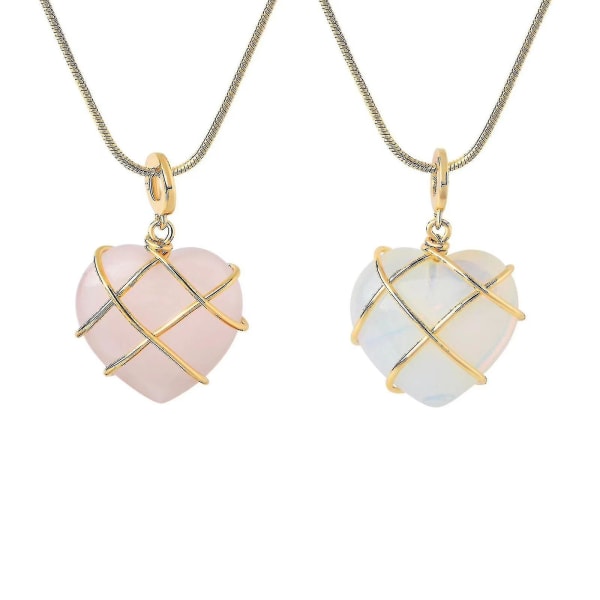 Breey 2 Halsband med hjärtformad födelsesten för flickor, diamant slott halsband, Barbie halsband, kärlekshänge för tonårsflickor Zj