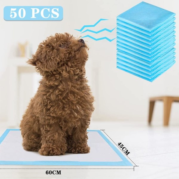 Ultra Absorbent Dog Potty Training Pet Training Mats Puppy and Cat Trainer Mats 60 x 45cm, Pack of 50