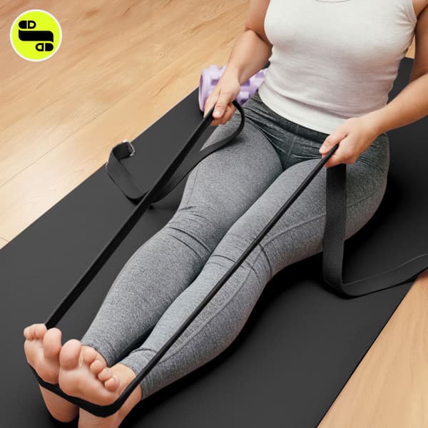 Yogamåtte NBR 8 mm 183x61 cm med rem – HyperMotion sort